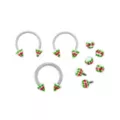 Kayla Malecc Multi-Pack Titanium Horseshoe Rings with Red and Green Ends and Extra Balls 3 Pack - 20-16 Gauge at Spencer's