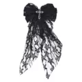 Black Lace Hair Bow with Cross Pendant at Spencer's