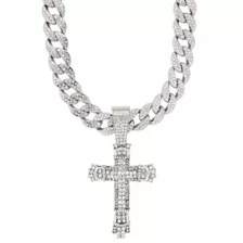 Silver Cross Bling Chain Necklace at Spencer's