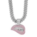 Silver Lip Bite Bling Chain Necklace at Spencer's