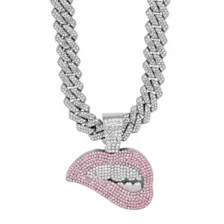 Silver Lip Bite Bling Chain Necklace at Spencer's