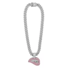 Silver Lip Bite Bling Chain Necklace at Spencer's
