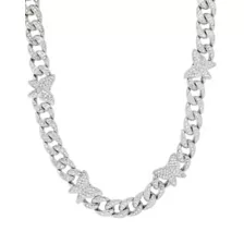 Silver Butterfly Bling Chain Necklace at Spencer's