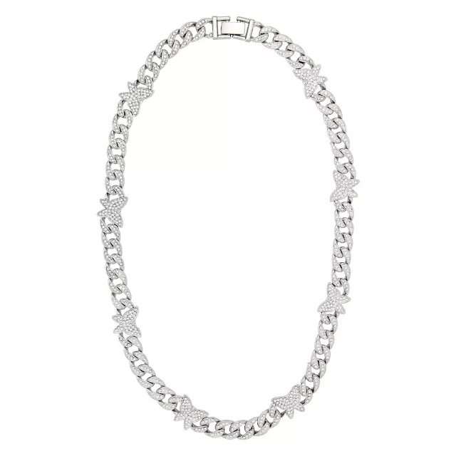 Silver Butterfly Bling Chain Necklace at Spencer's