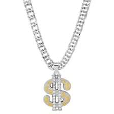 Silver Dollar Sign Bling Chain Necklace at Spencer's