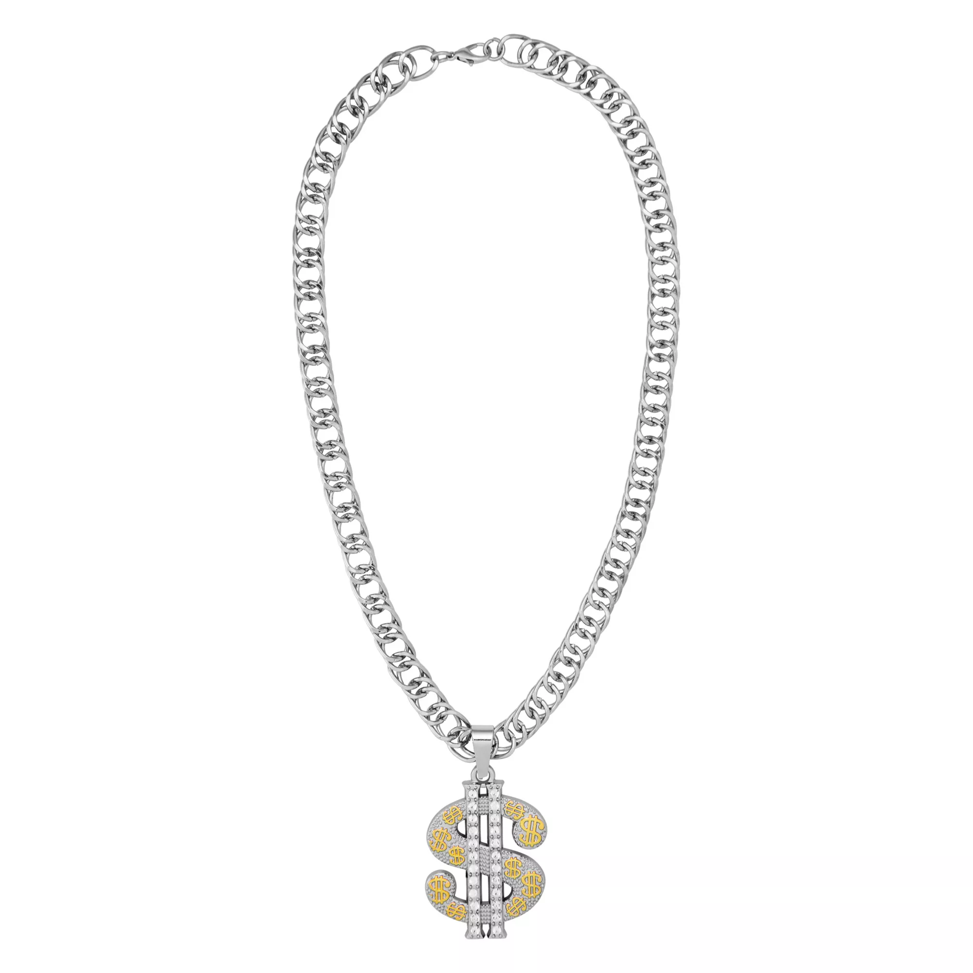 Silver Dollar Sign Bling Chain Necklace at Spencer's