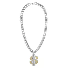 Silver Dollar Sign Bling Chain Necklace at Spencer's