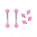 Kayla Malecc Multi-Pack Titanium Curved Barbells with Pink Balls and Extra Ends 2 Pack - 16 Gauge at Spencer's