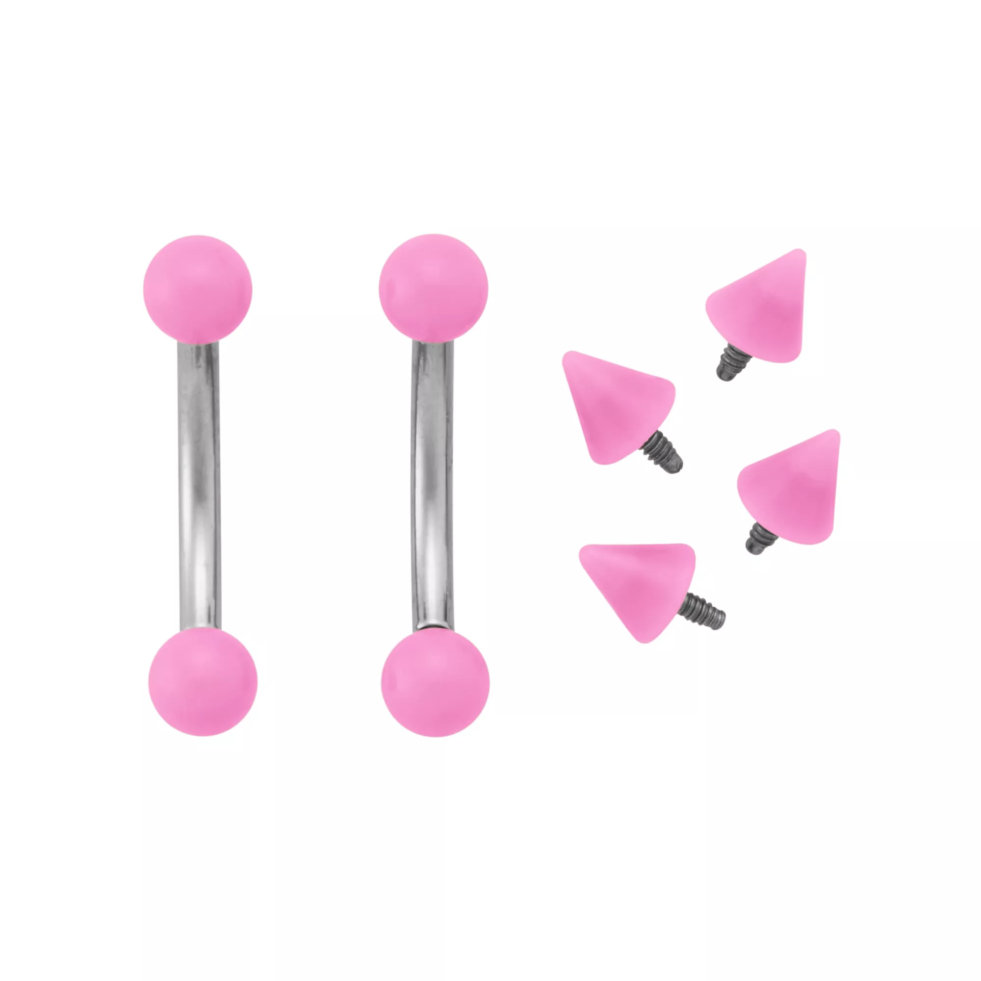 Kayla Malecc Multi-Pack Titanium Curved Barbells with Pink Balls and Extra Ends 2 Pack - 16 Gauge at Spencer's
