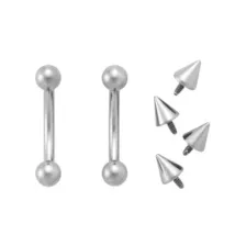 Kayla Malecc Multi-Pack Silvertone Titanium Curved Barbells with Extra Ends 2 Pack - 16 Gauge at Spencer's