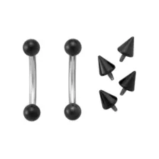 Kayla Malecc Multi-Pack Titanium Curved Barbells with Black Balls and Extra Ends 2 Pack - 16 Gauge at Spencer's