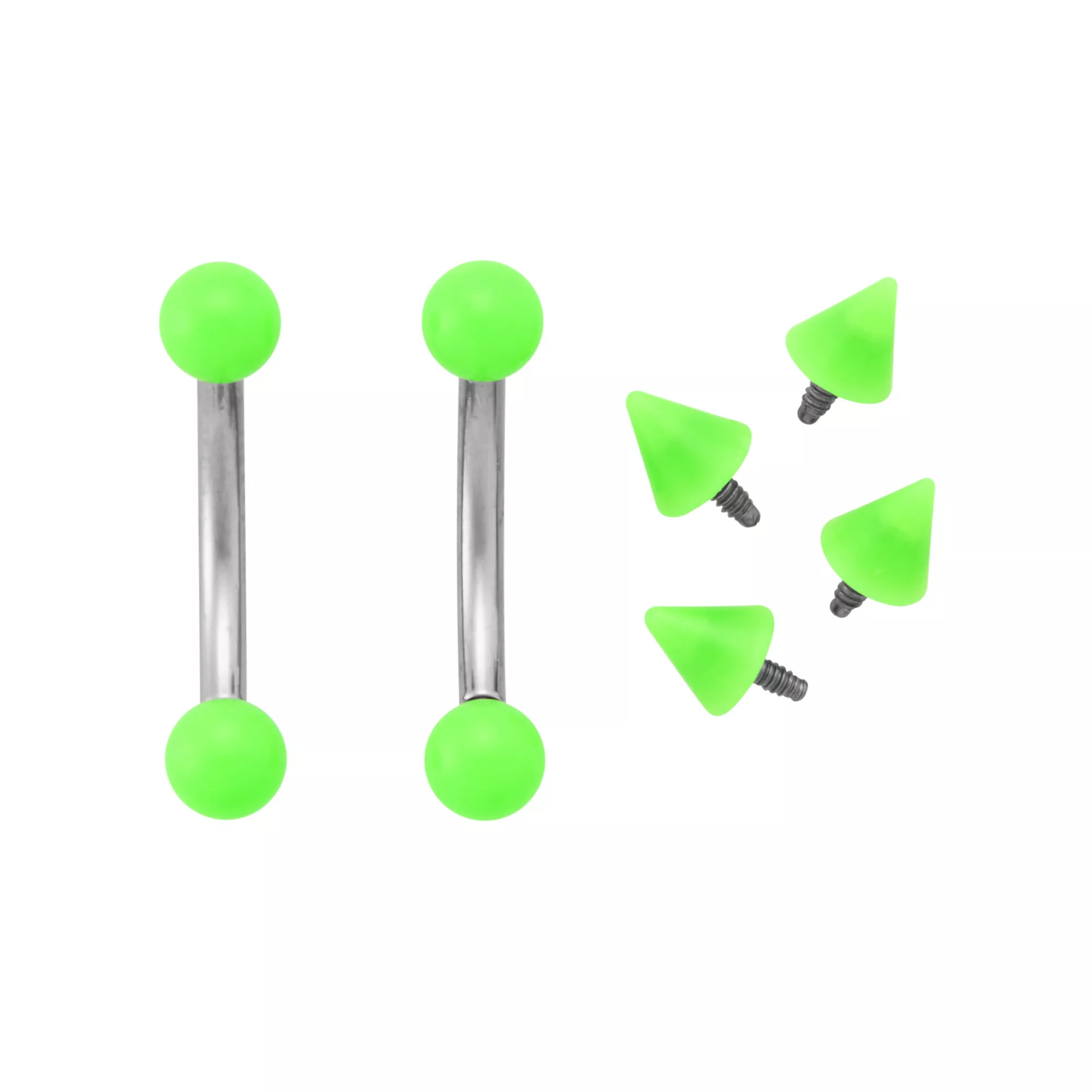 Kayla Malecc Multi-Pack Titanium Curved Barbells with Green Balls and Extra Ends 2 Pack - 16 Gauge at Spencer's