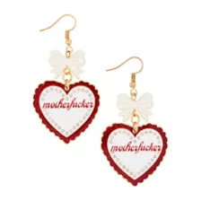 Motherfucker Heart Dangle Earrings at Spencer's