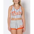 White Striped Hooters Cropped Tank Top at Spencer's