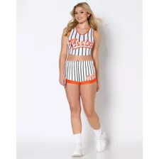 White Striped Hooters Cropped Tank Top at Spencer's