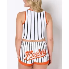 White Striped Hooters Cropped Tank Top at Spencer's