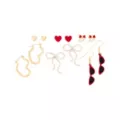 Multi-Pack Goldtone and Red Coquette Stud and Dangle Earrings - 6 Pair at Spencer's