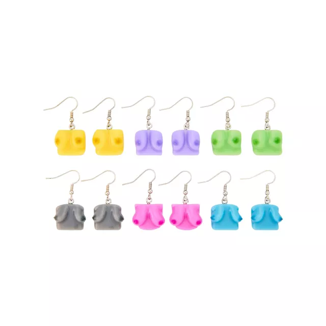 Multi-Pack Colorful Boob Dangle Earrings - 6 Pack at Spencer's