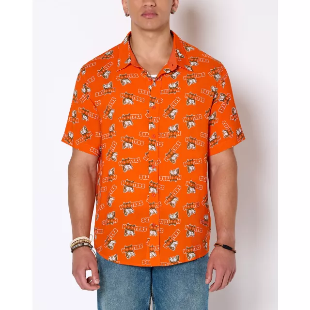 Hooters Owl Print Woven Button Up Shirt at Spencer's