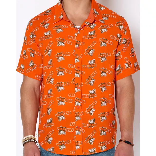 Hooters Owl Print Woven Button Up Shirt at Spencer's