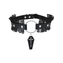 Ruffle Cross Coffin Choker Necklace at Spencer's