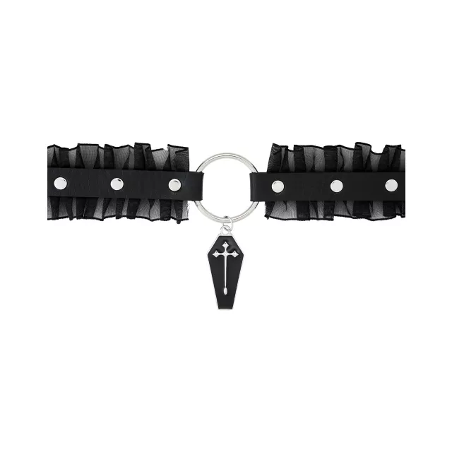 Ruffle Cross Coffin Choker Necklace at Spencer's