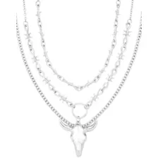 Triple Row Barbed Wire Bull Chain Necklace at Spencer's