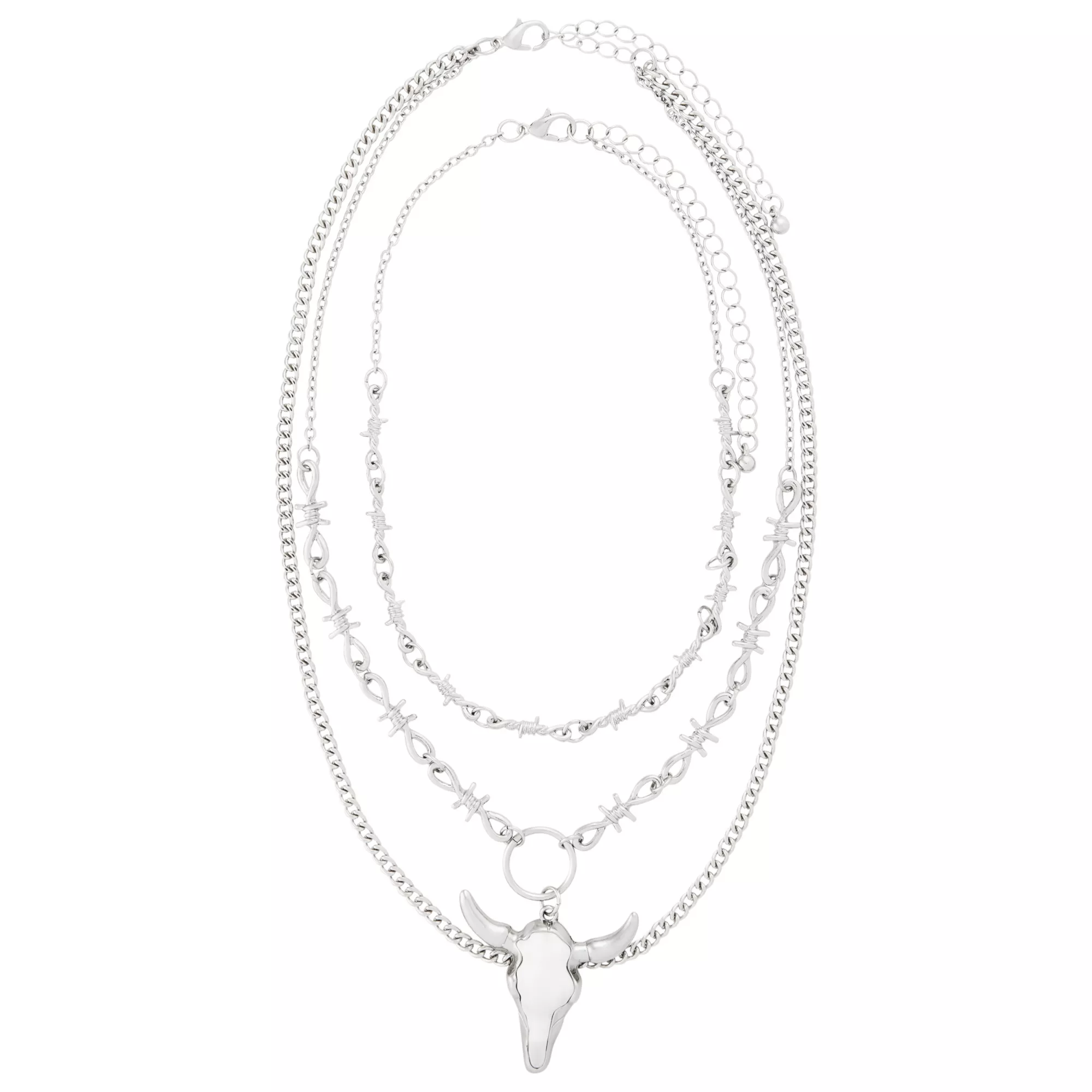 3-Row Barbed Wire Bull Chain Necklace at Spencer's