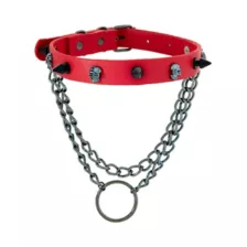 Red Skull and Spike Choker Necklace at Spencer's