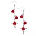 Red Roses Silvertone Cross Dangle Earrings at Spencer's