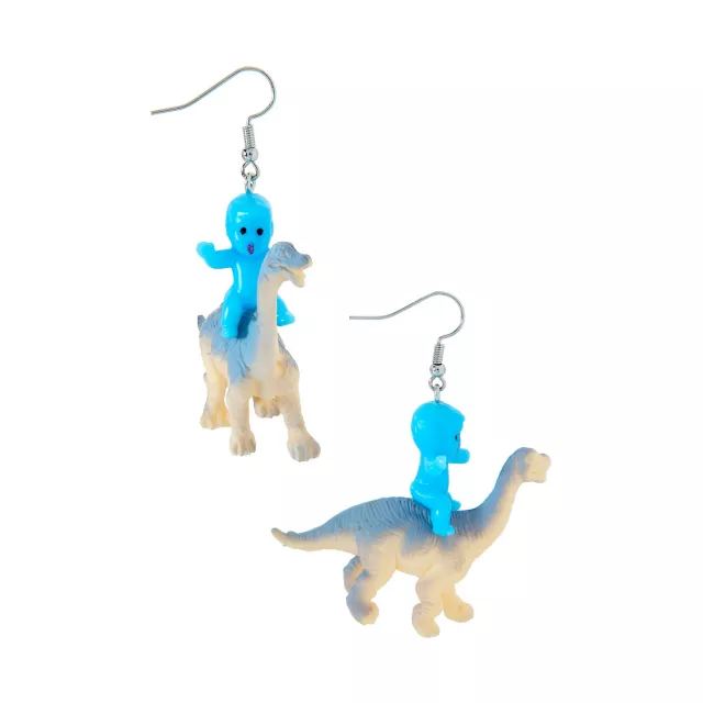 Baby Riding Dinosaur Dangle Earrings at Spencer's