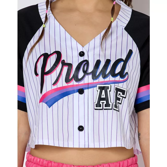 Proud AF Bisexual Pride Cropped Baseball Jersey