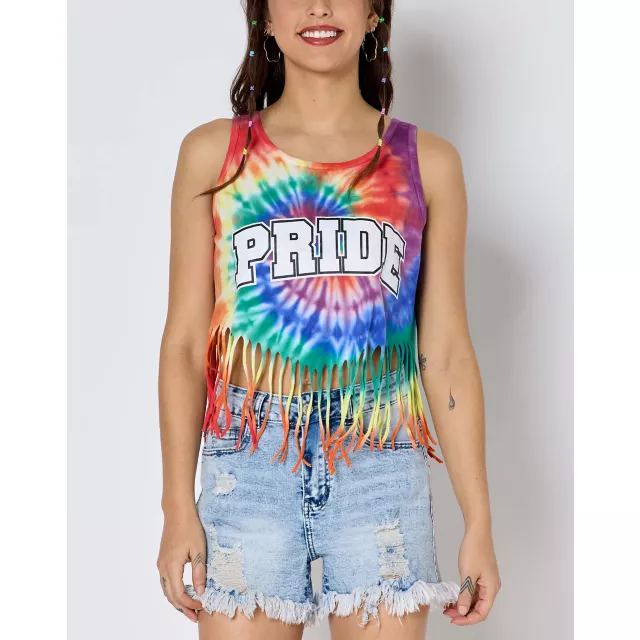Rainbow Pride Fringe Crop Top Tank Top at Spencer's