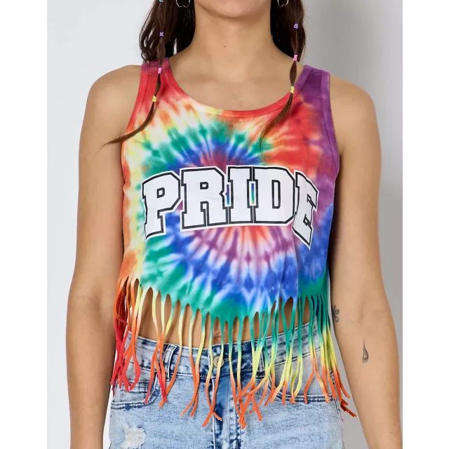 Rainbow Pride Fringe Crop Top Tank Top at Spencer's