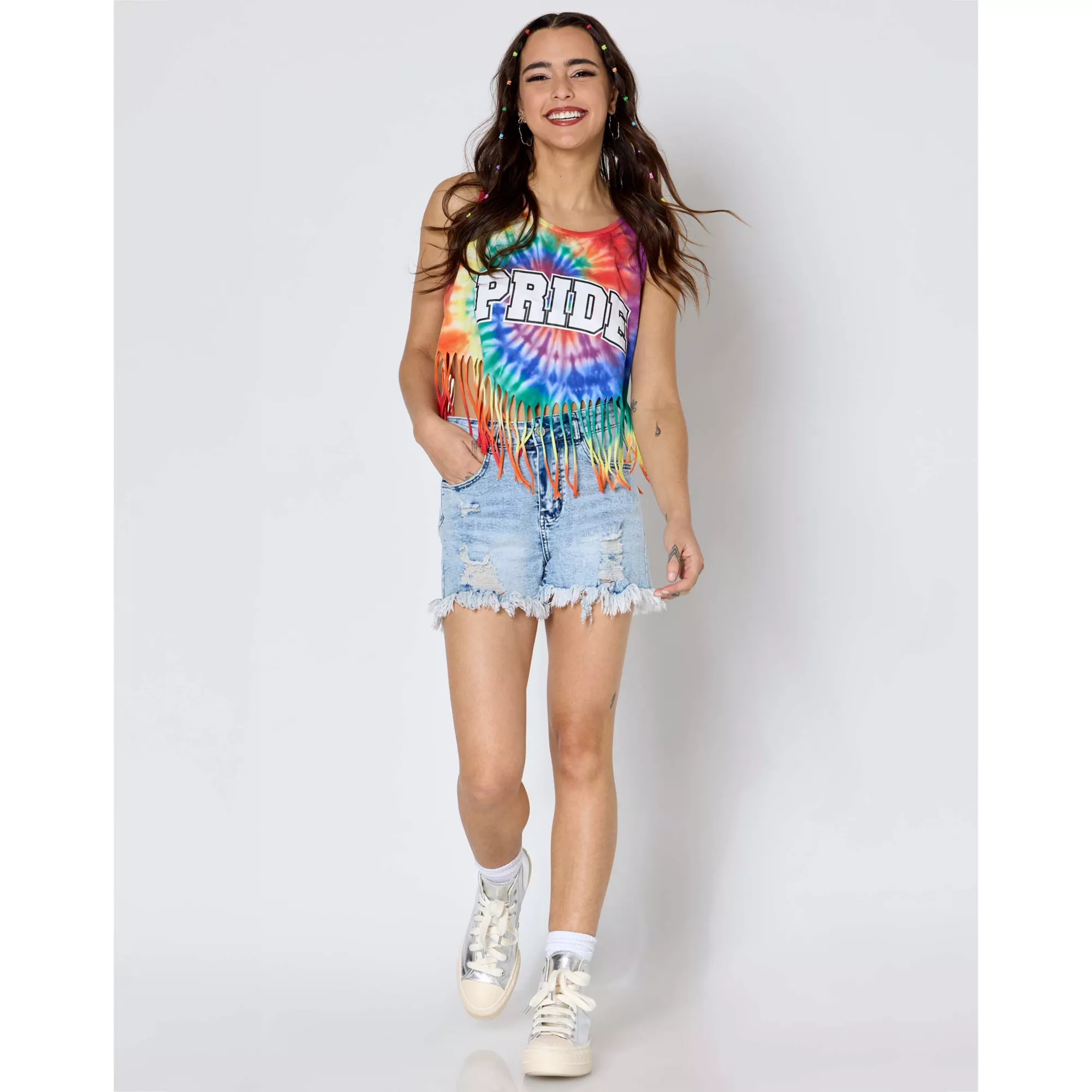 Rainbow Pride Fringe Crop Top Tank Top at Spencer's