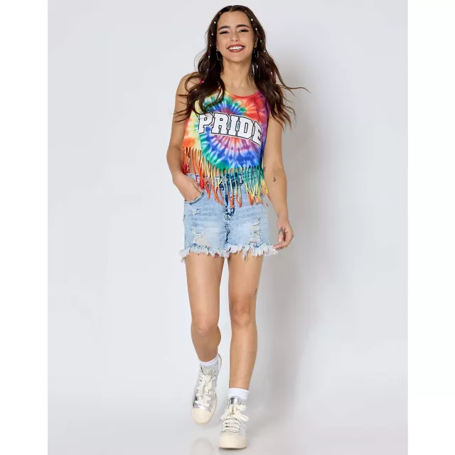 Rainbow Pride Fringe Crop Top Tank Top at Spencer's