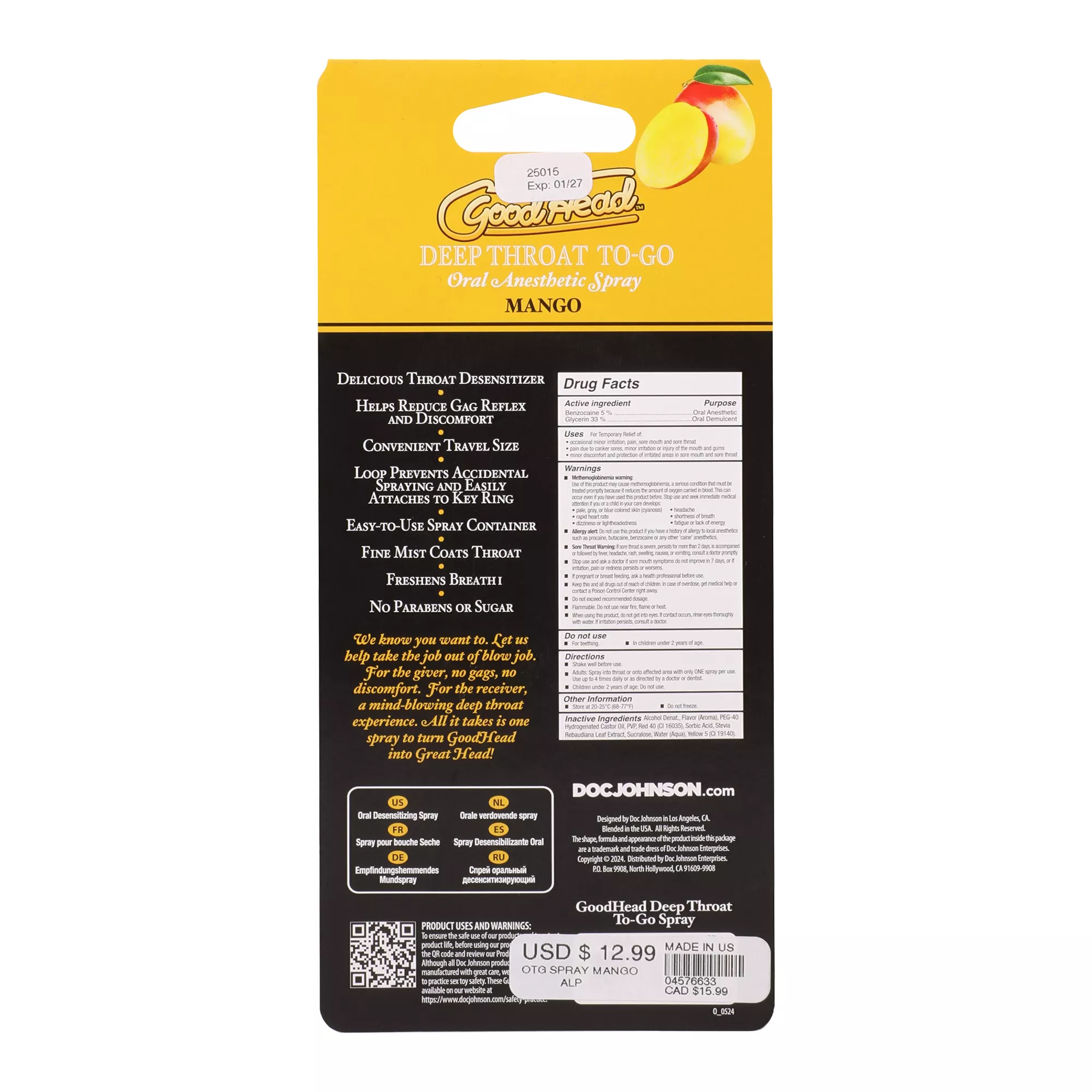 Numbing Mango Deep Throat Spray To-Go - 0.3 oz. at Spencer's