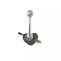 CZ Pink Glitter Heart Belly Ring - 14 Gauge at Spencer's
