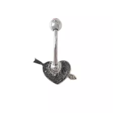 CZ Pink Glitter Heart Belly Ring - 14 Gauge at Spencer's
