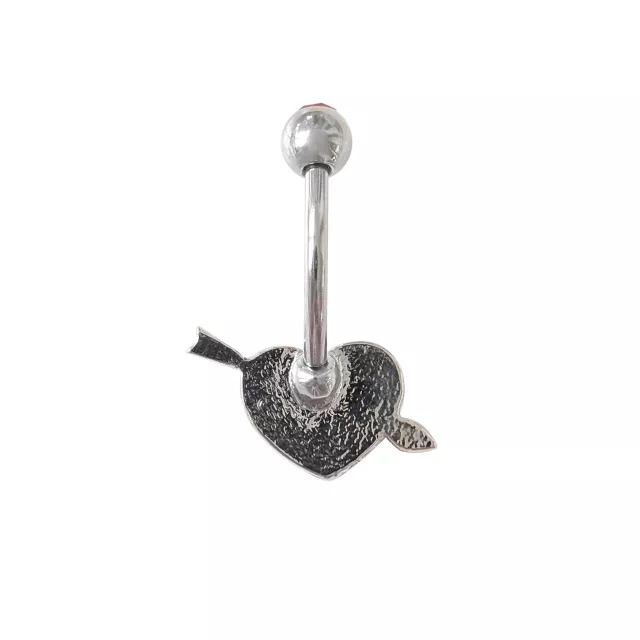 CZ Pink Glitter Heart Belly Ring - 14 Gauge at Spencer's