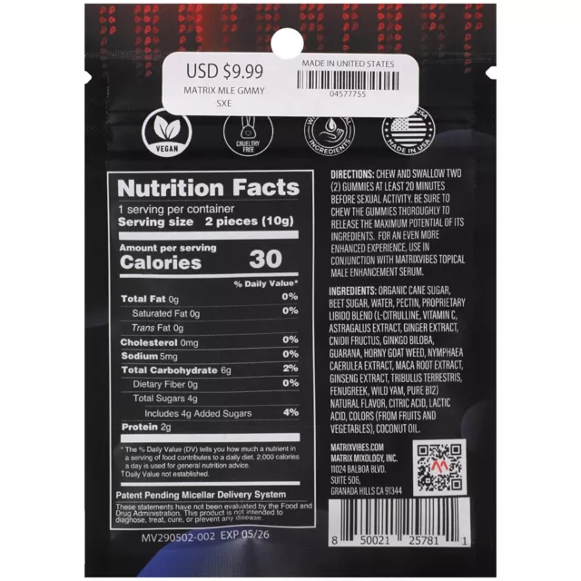 Matrix Vibes Male Enhancement Gummies Blueberry - 2 Count at Spencer's
