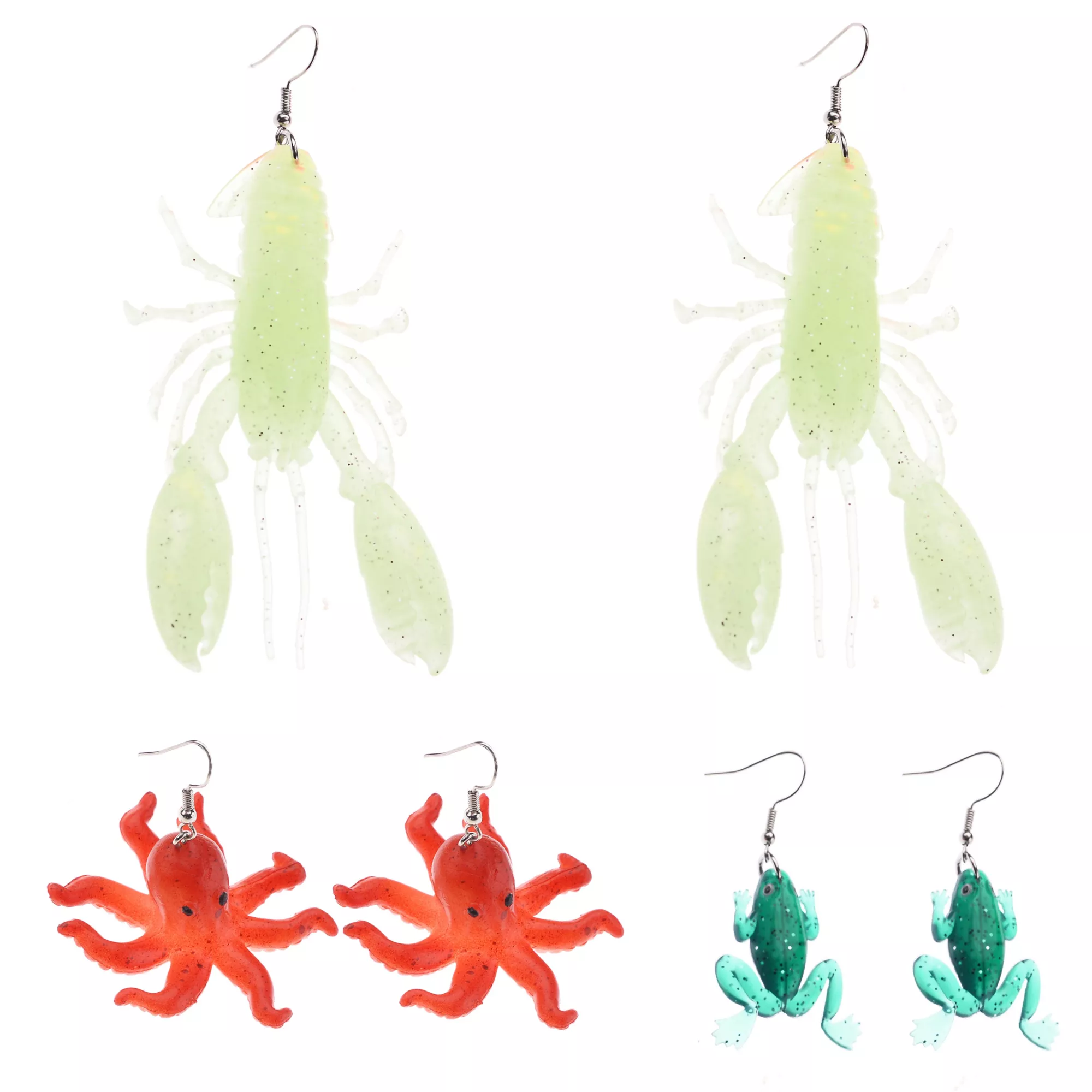 Multi-Pack Lobster and Octopus Dangle Earrings - 3 Pairs