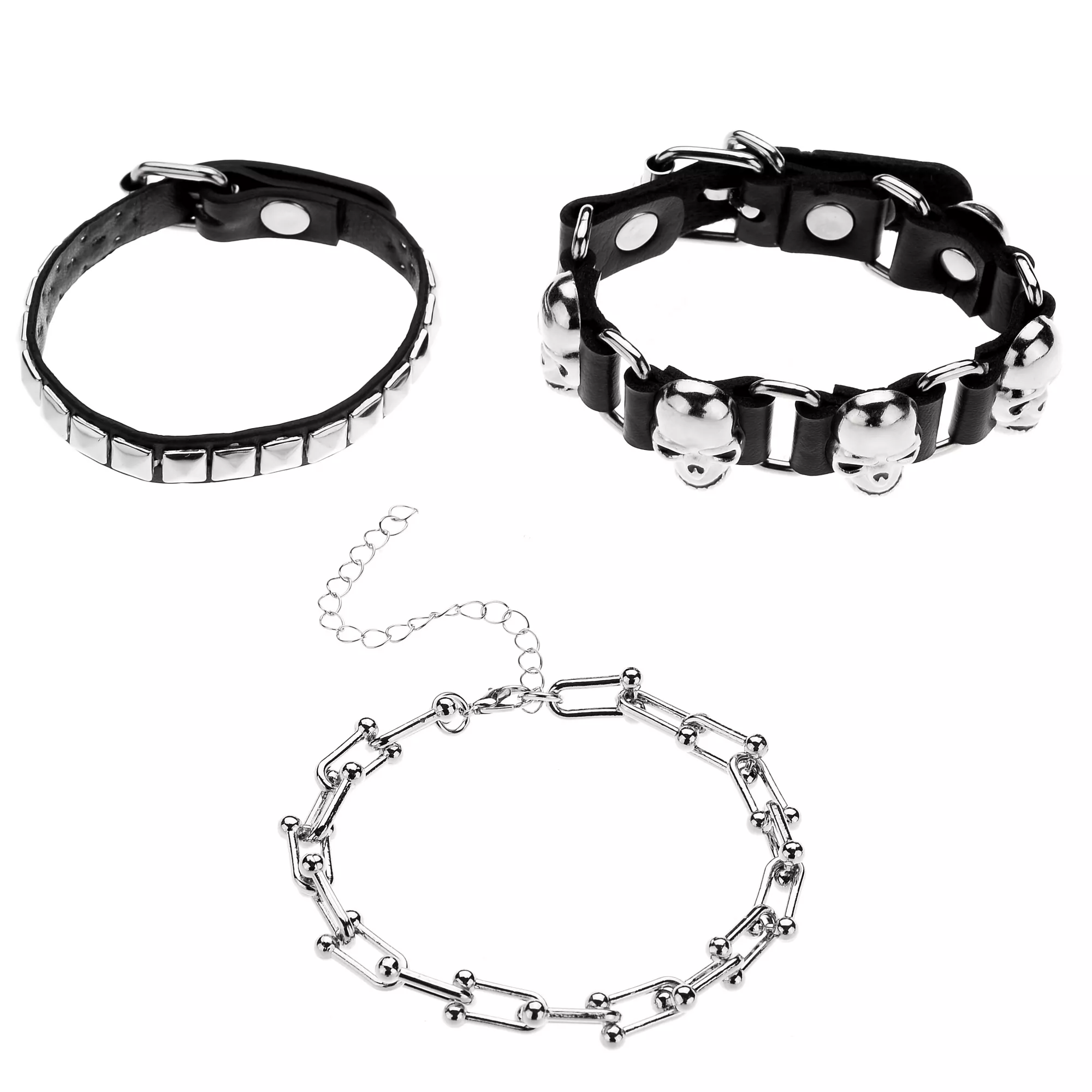 Multi-Pack Studded Skull Bracelets - 3 Pack at Spencer's