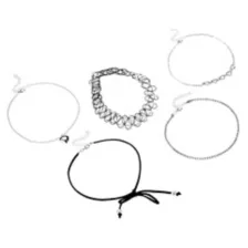 Multi-Pack Pearl-Effect Heart and Bow Silver-Tone Choker Necklaces - 5 Pack at Spencer's