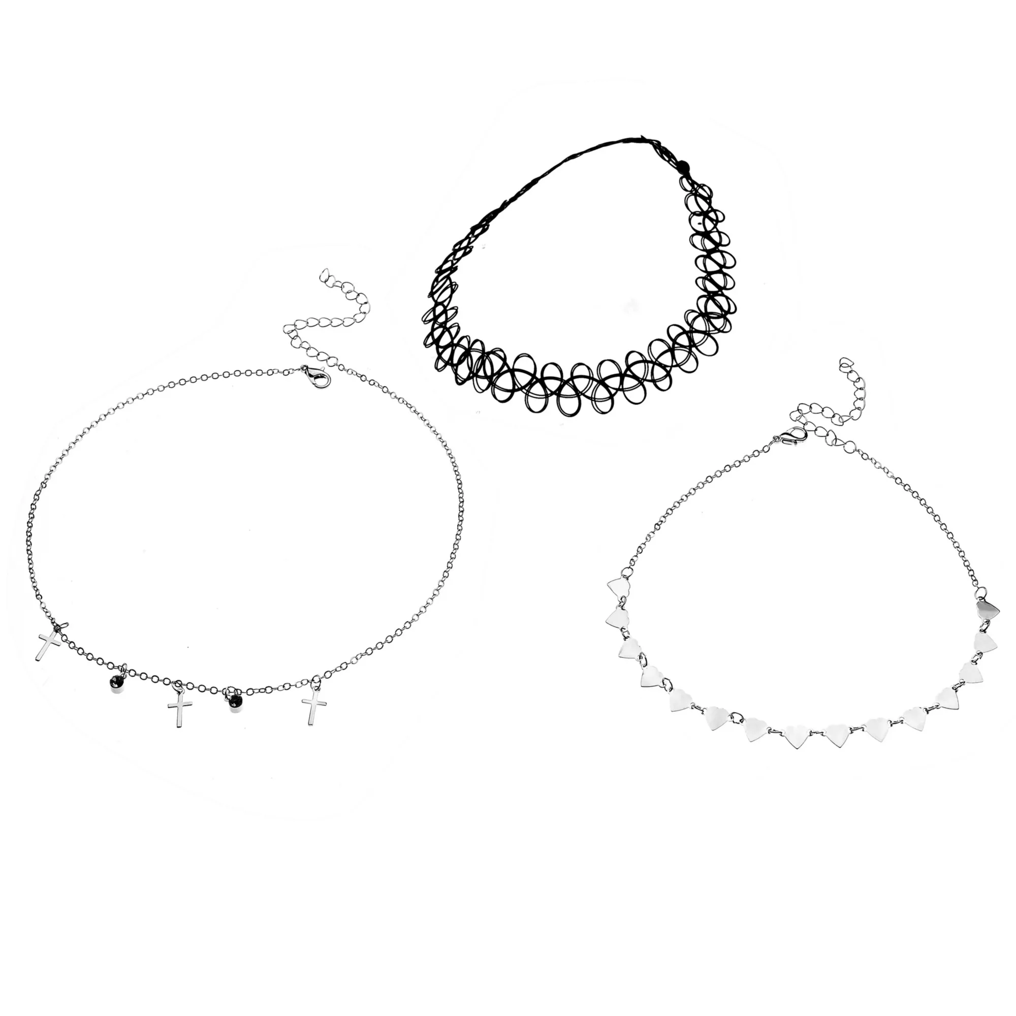 Multi-Pack Cross and Heart Charm Bracelets - 3 Pack at Spencer's
