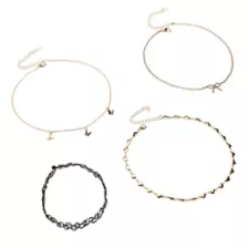 Multi-Pack Gold Butterfly Bow and Heart Choker Necklaces - 4 Pack at Spencer's