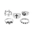 Multi-Pack Cross and Skull Signet Assorted Rings - 5 Pack at Spencer's