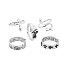 Multi-Pack Skull and Snake Assorted Rings - 5 Pack at Spencer's