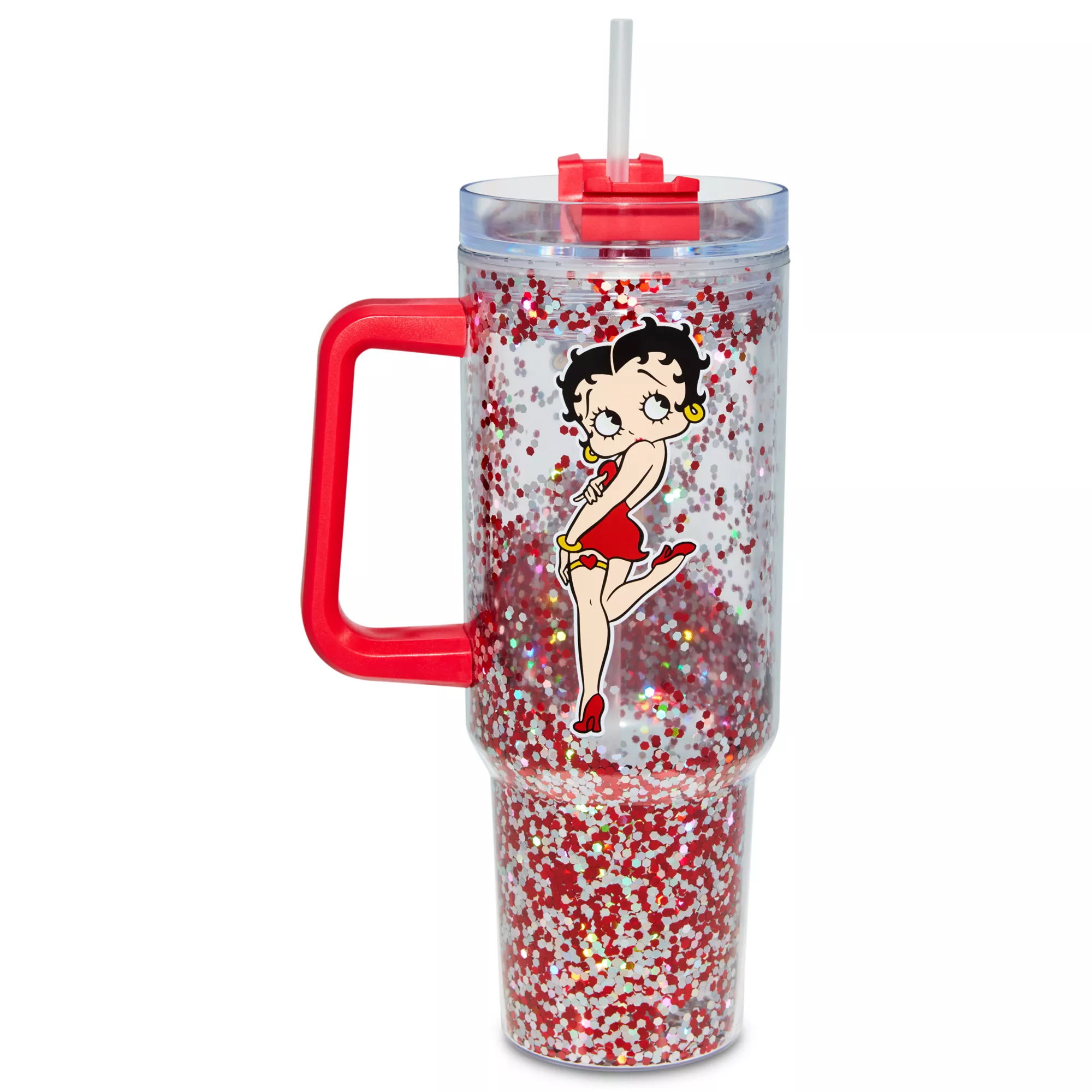Betty Boop Glitter Travel Tumbler with Straw - 40 oz. at Spencer's