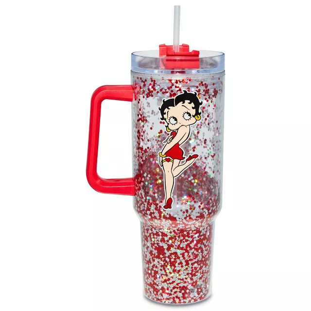 Betty Boop Glitter Travel Tumbler with Straw - 40 oz.